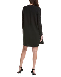 Oscar de la Renta Oscar De La Renta Jewel Button Silk-Lined Wool-Blend Shift Dress