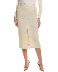 St. John Tweed Wool-Blend Pencil Skirt White 6