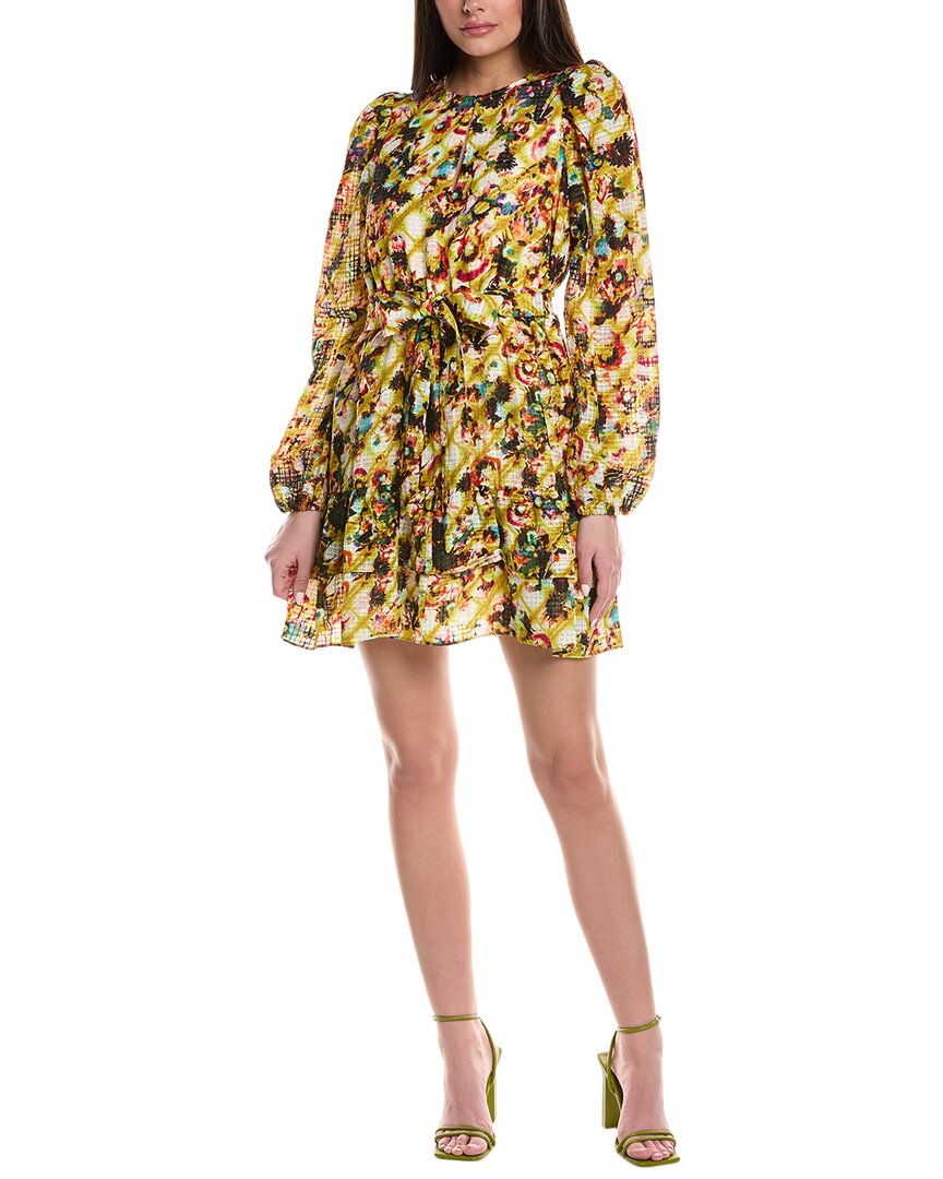 Marie Oliver Preston Linen-Blend Mini Dress Yellow