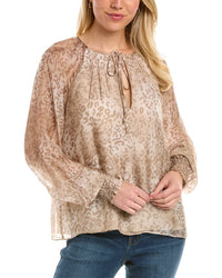 Ramy Brook Rye Silk-Blend Top Brown Multi