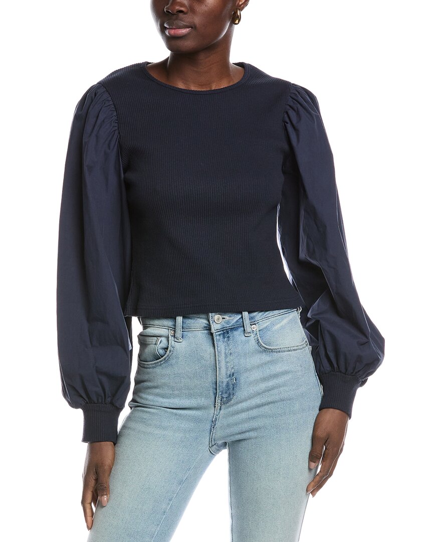 Gracia Puff Sleeve Top Navy