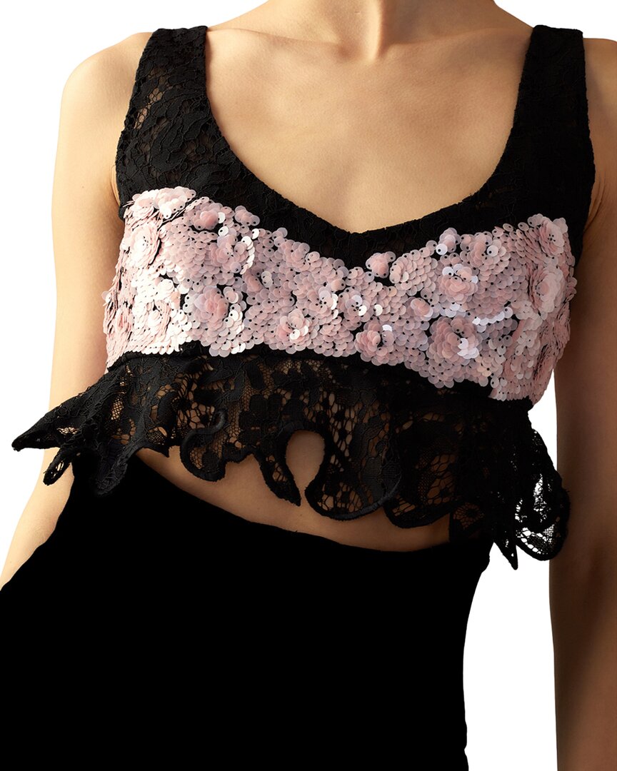 Cynthia Rowley The Cosmo Sequin Knit Top Black