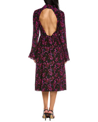 Les Rêveries Ruffle Cuff Silk Shirtdress