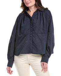 Avantlook Pleated Neck Top Blue