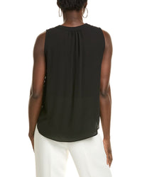 T Tahari Split Neck Blouse