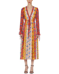 Carolina Herrera V-Neck Midi Dress Pink