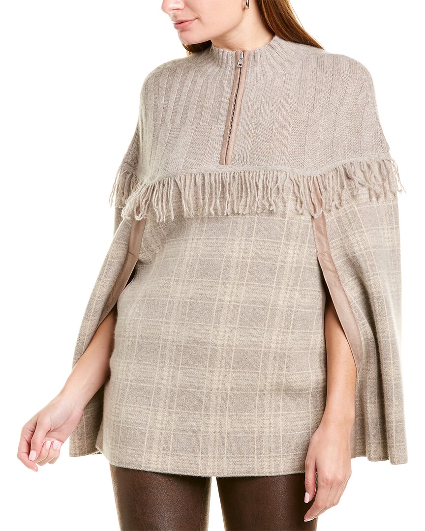 Raffi Plaid Zip Cashmere Poncho