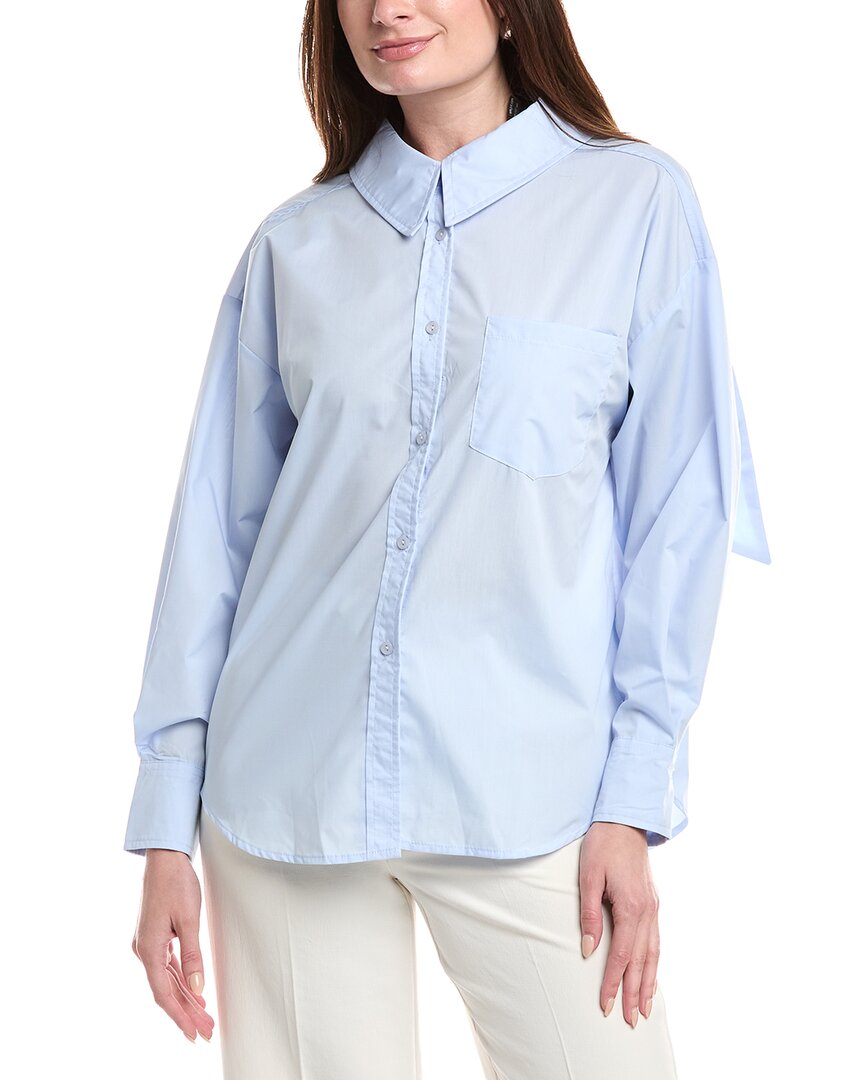 Gracia Big Bow Back Pearl Strand Top Blue
