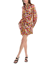 GANNI Ganni Mini Silk-Blend Shirtdress
