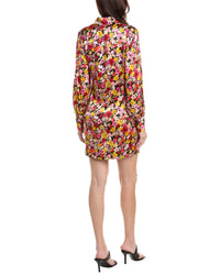 GANNI Ganni Mini Silk-Blend Shirtdress