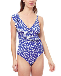 Profile By Gottex Summertime V Neck One-Piece Blue