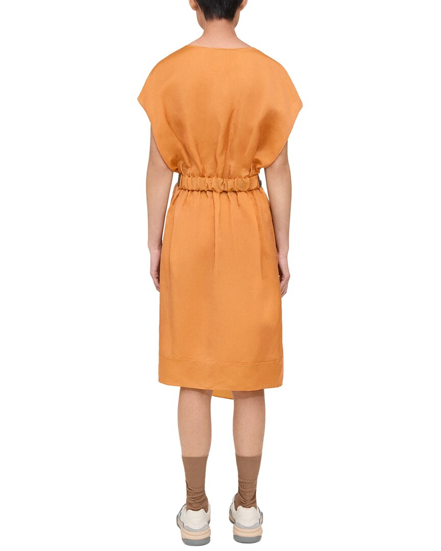 Theory Belted Silk-Blend Midi Dress