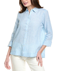 Foxcroft Harley Linen Shirt Blue
