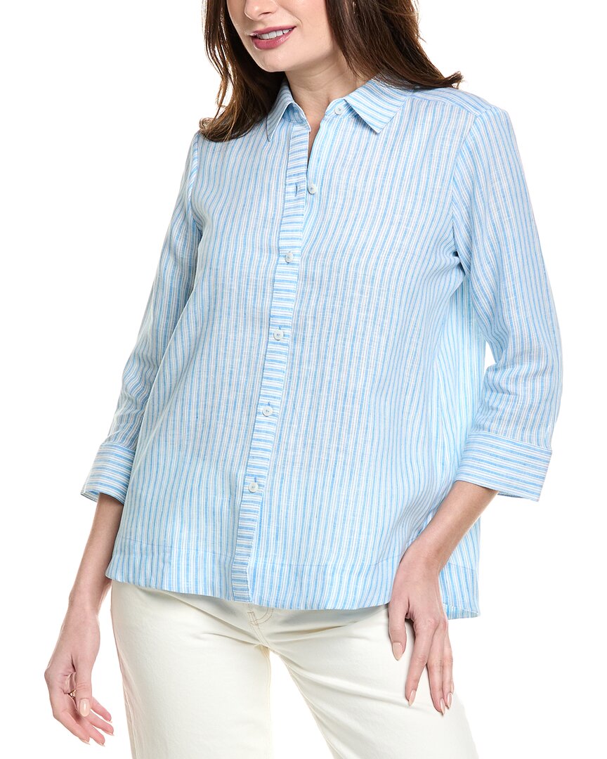 Foxcroft Harley Linen Shirt Blue