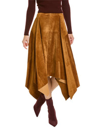 Ferragamo Suede Maxi Skirt 36 Brown Multi