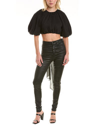Aje Admiration Linen-Blend Top Black Regular 2 (XS)