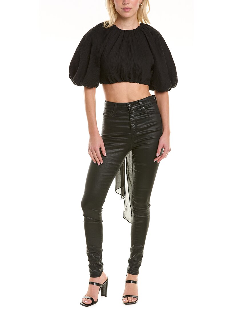 Aje Admiration Linen-Blend Top Black Regular 2 (XS)