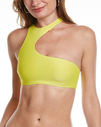Stella Mccartney Glittered Asymmetric Bikini Top Green