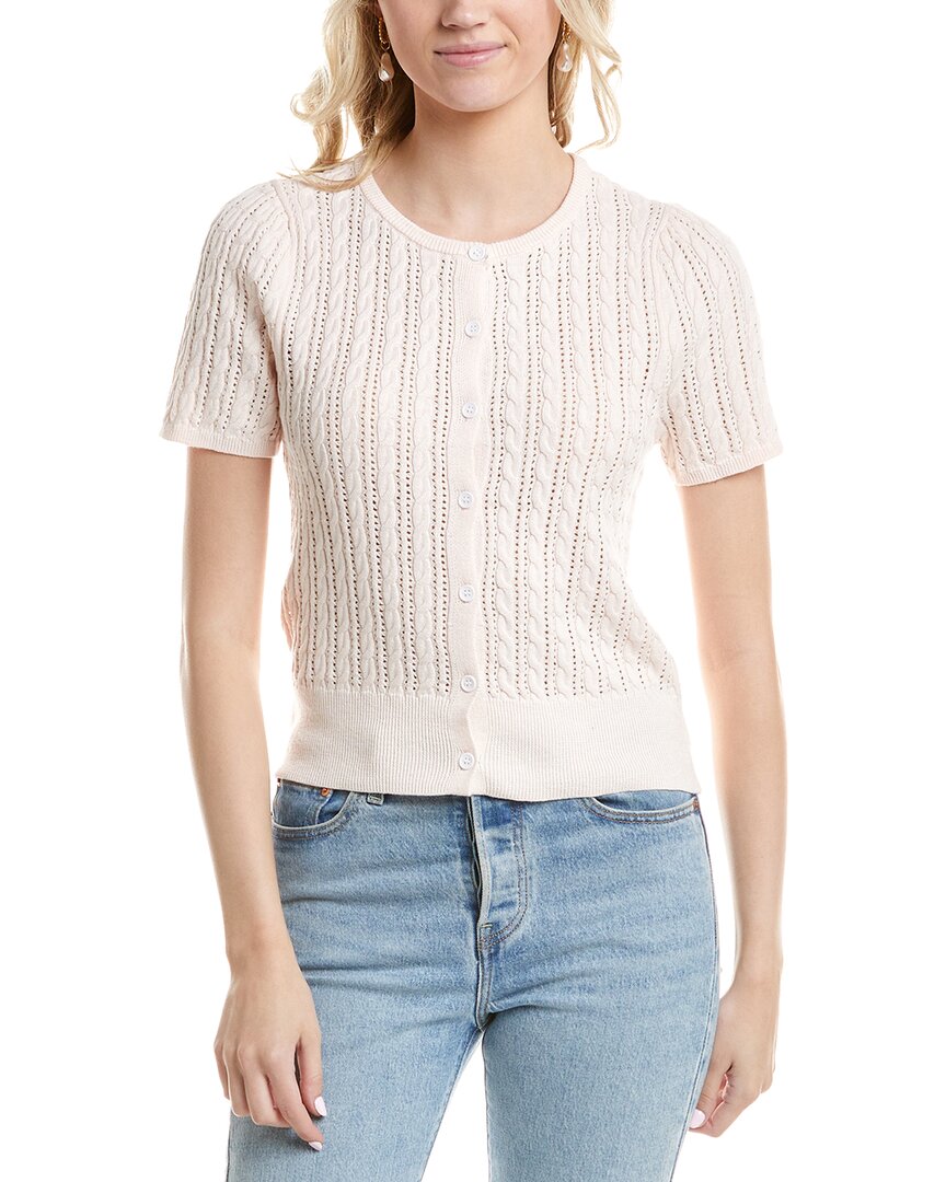 Design History Button Front Linen-Blend Cardigan Regular 0 (XS) White