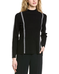 Elie Tahari Mock Neck Rib Sweater