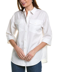 Lafayette 148 New York Lafayette 148 New York Womens  Button Front Shirt, M/L, White