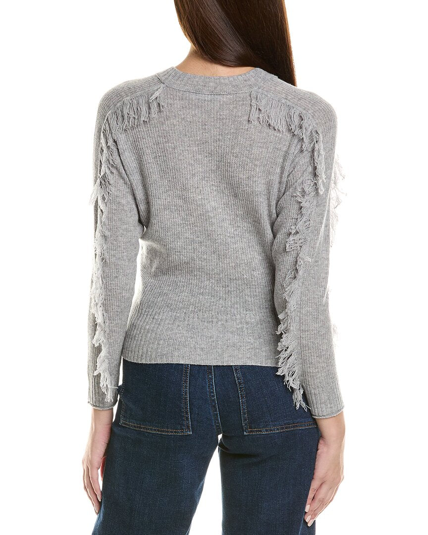 Hannah Rose Fringe Sleeve Wool & Cashmere-Blend Sweater