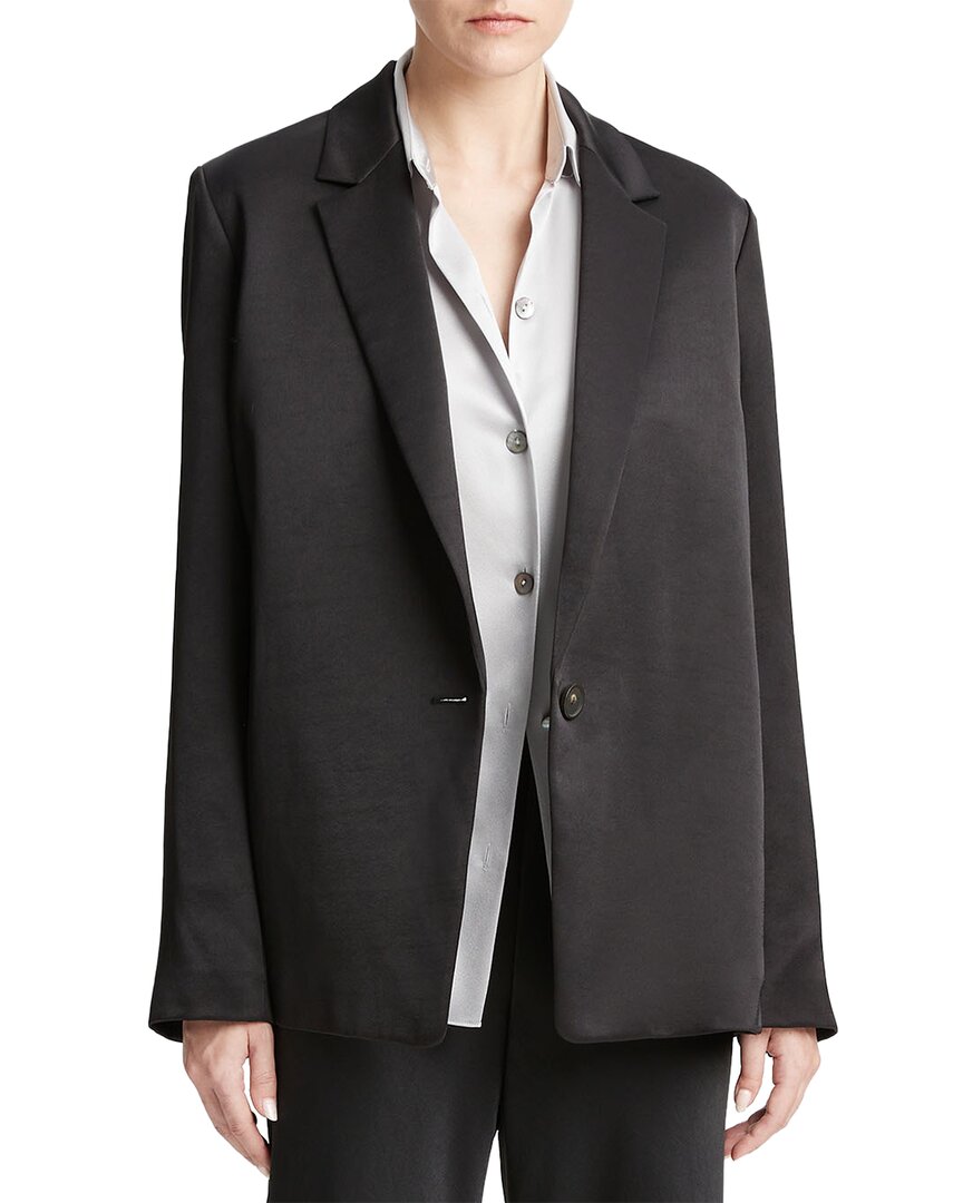 Vince Fluid Satin Blazer Black