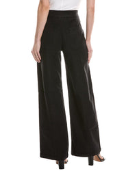 Hudson Jeans Tie-Waist Pintucked Linen-Blend Trouser