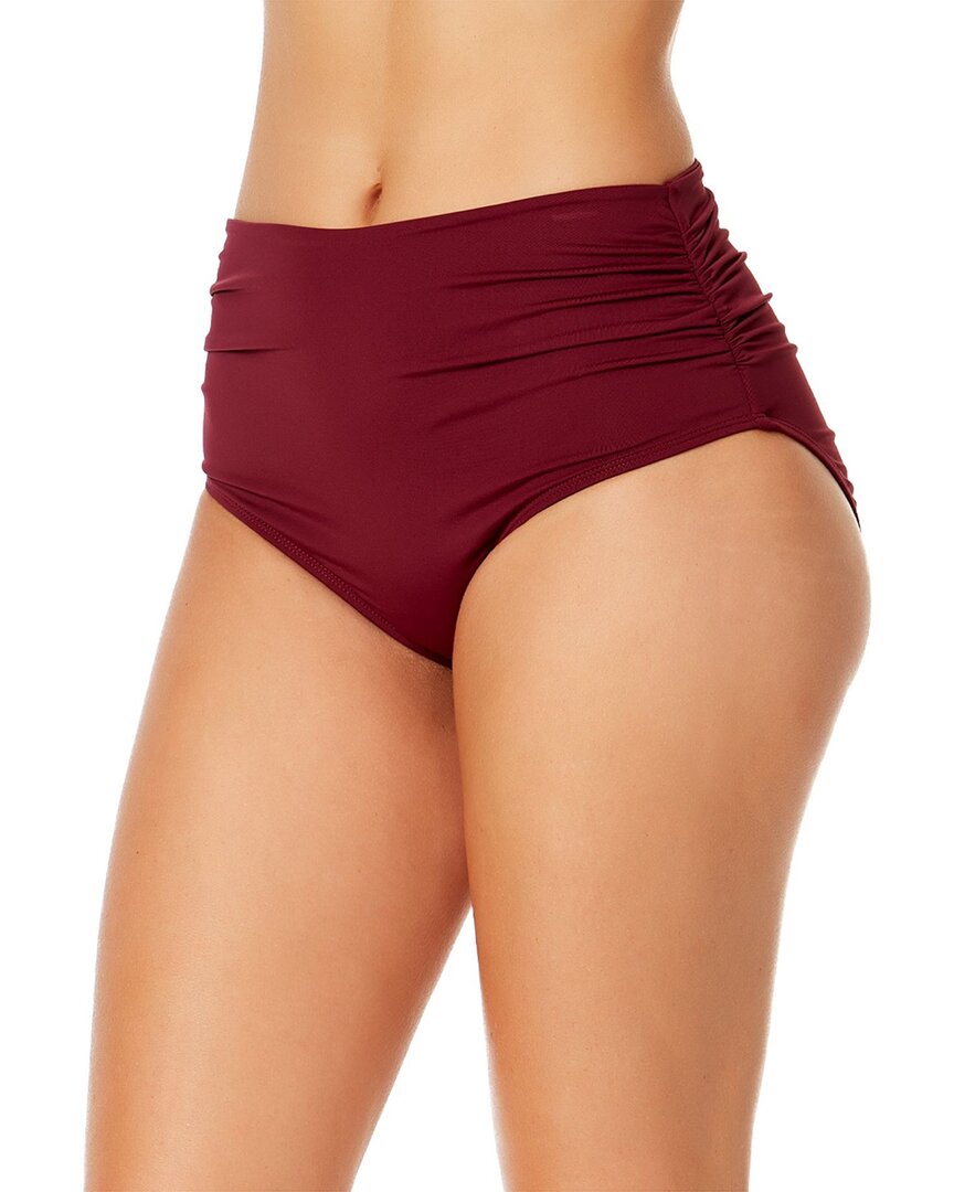 Anne Cole Hi Waist Shirred Bottom Regular 4 (S) Wine