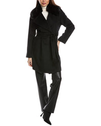 Via Spiga Wool-Blend Wrap Coat Black