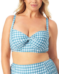 Anne Cole Retro Twist Underwire Top Blue