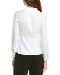 Gracia Satin Collar V-Neck Side Swept Top