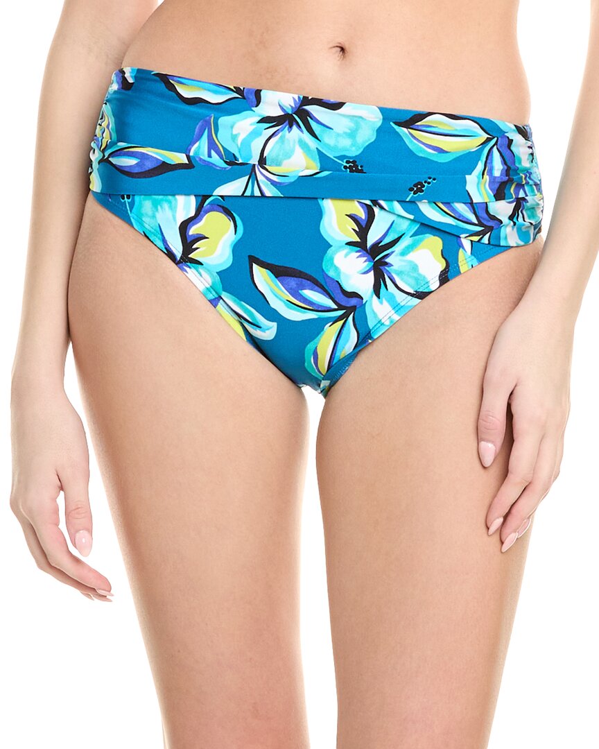 La Blanca Mid-Waist Overlap Sash Bikini Bottom Ocean 10