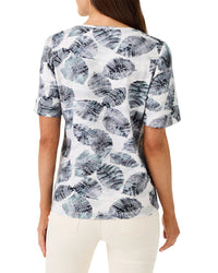 Nic+Zoe Falling Palms Split Neck T-Shirt