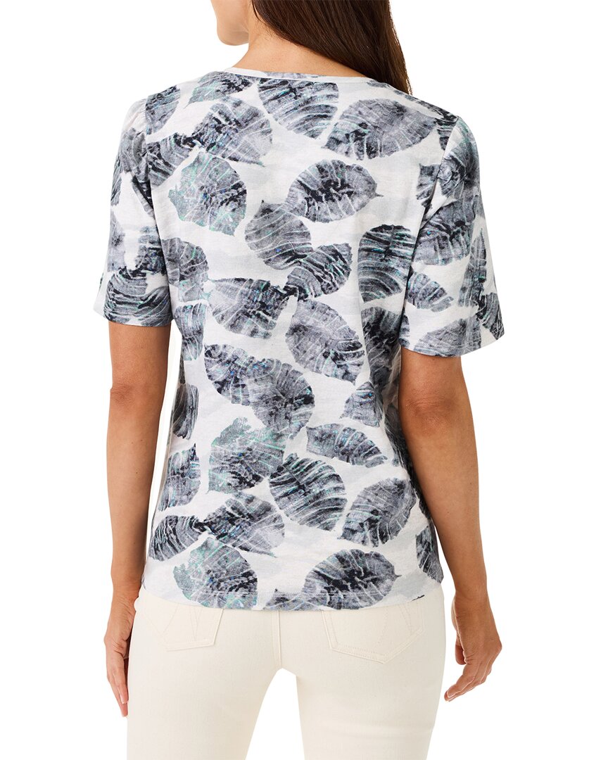 Nic+Zoe Falling Palms Split Neck T-Shirt