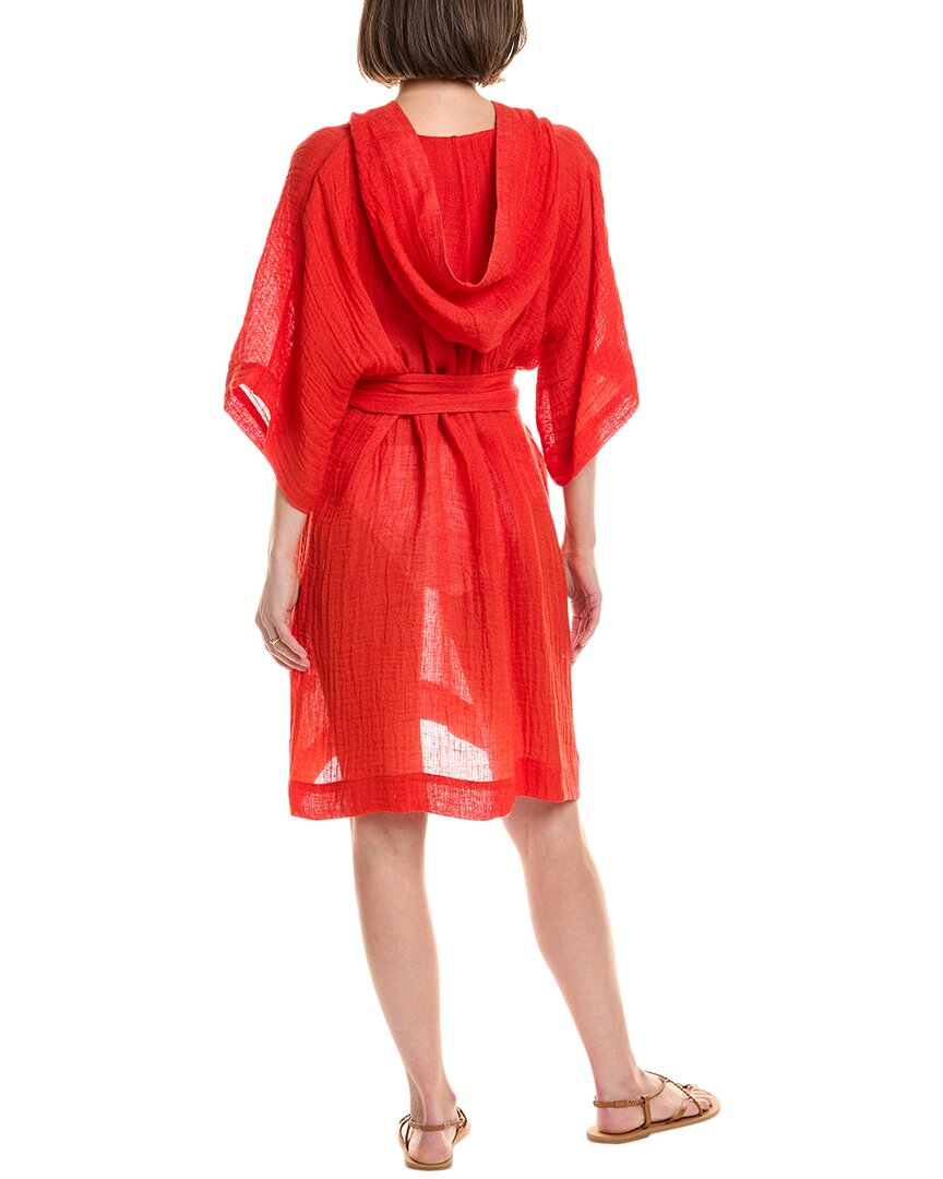 Lisa Marie Fernandez Hooded Linen-Blend Dressing Gown, Red / Regular 2 (XS)