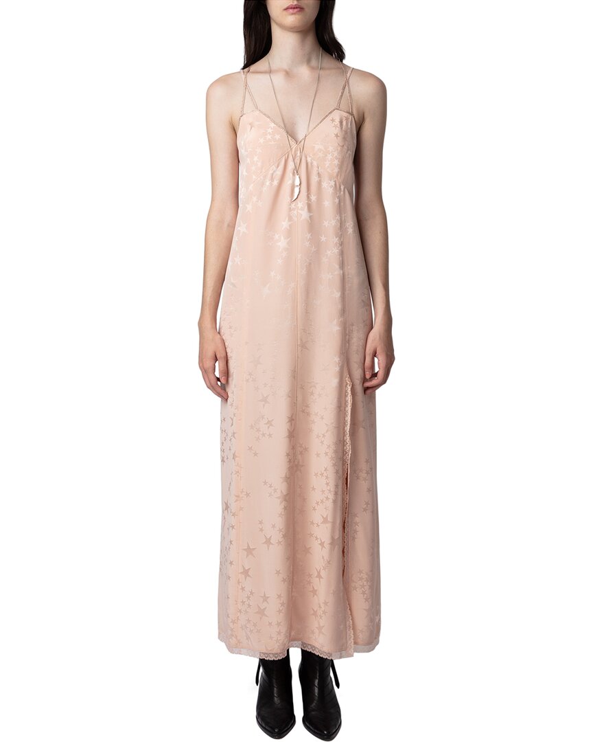 Zadig & Voltaire Rohal Jac Stars Strass Silk Dress Pink