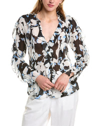 Nicholas Amira Bias Ruffle Silk Top Black