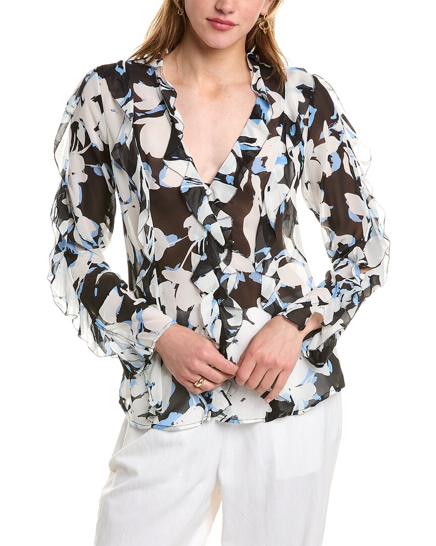 Nicholas Amira Bias Ruffle Silk Top Black