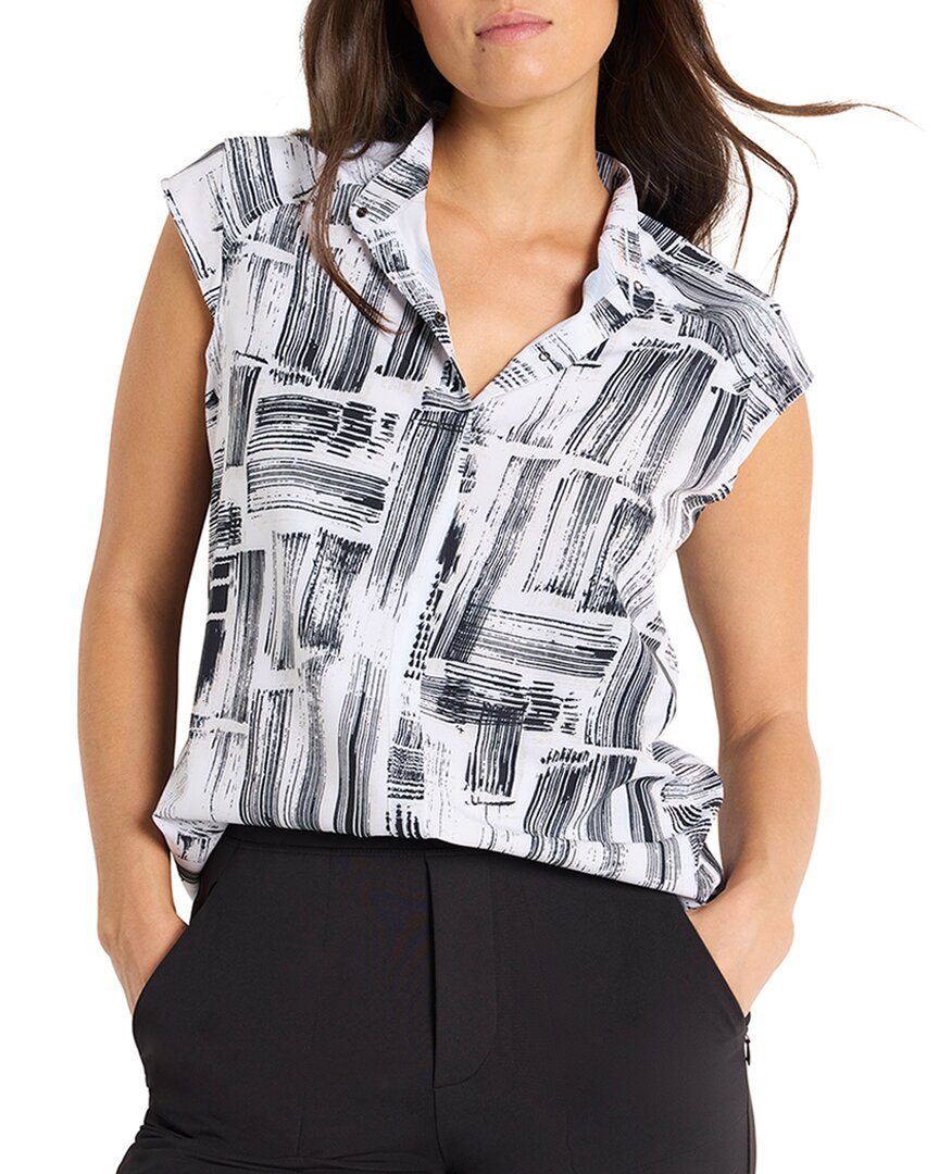 Nic + Zoe City Blocks Tech Stretch Snap Neck Tank Regular 16 (XL) Black Multi