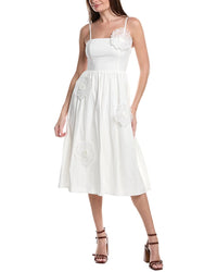 Avec Les Filles Large Flower Applique Midi Dress