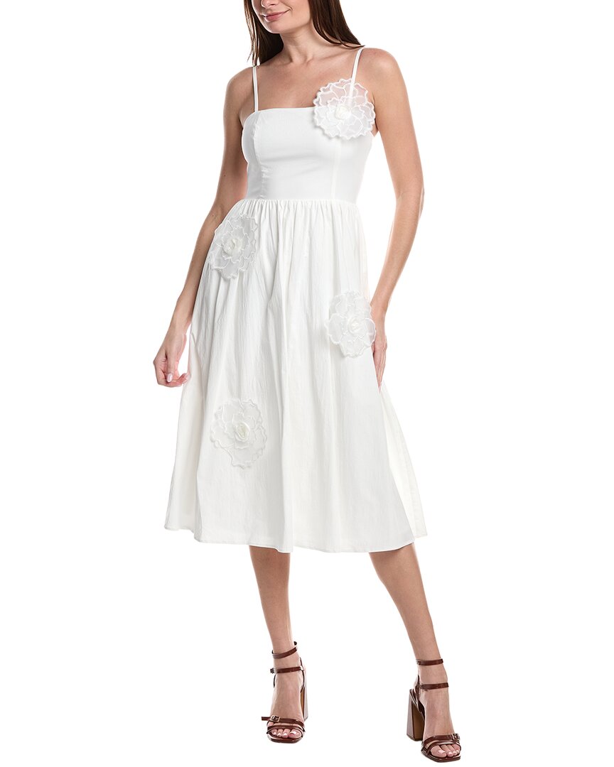 Avec Les Filles Large Flower Applique Midi Dress