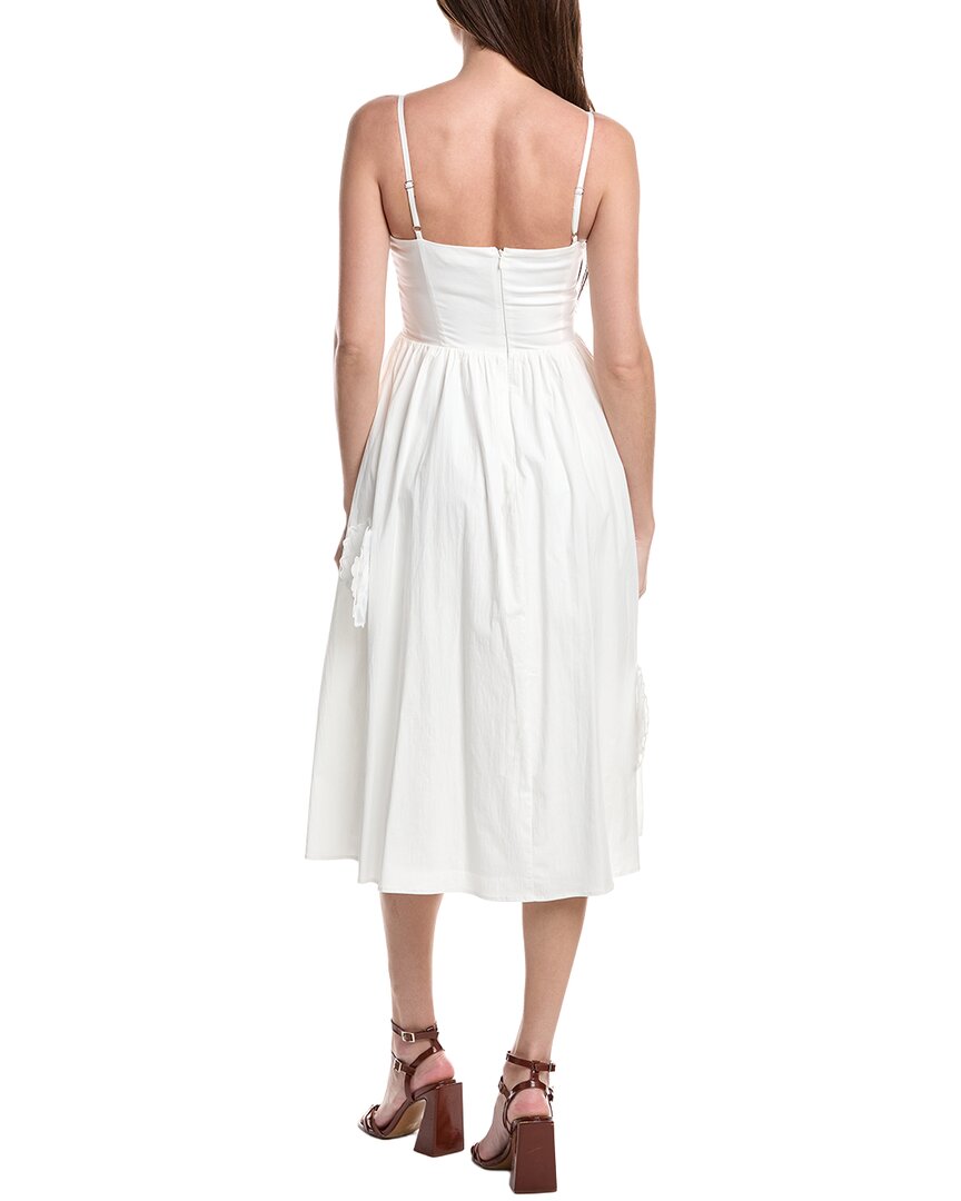 Avec Les Filles Large Flower Applique Midi Dress - White