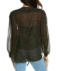 The Kooples Metallic Silk-Blend Shirt