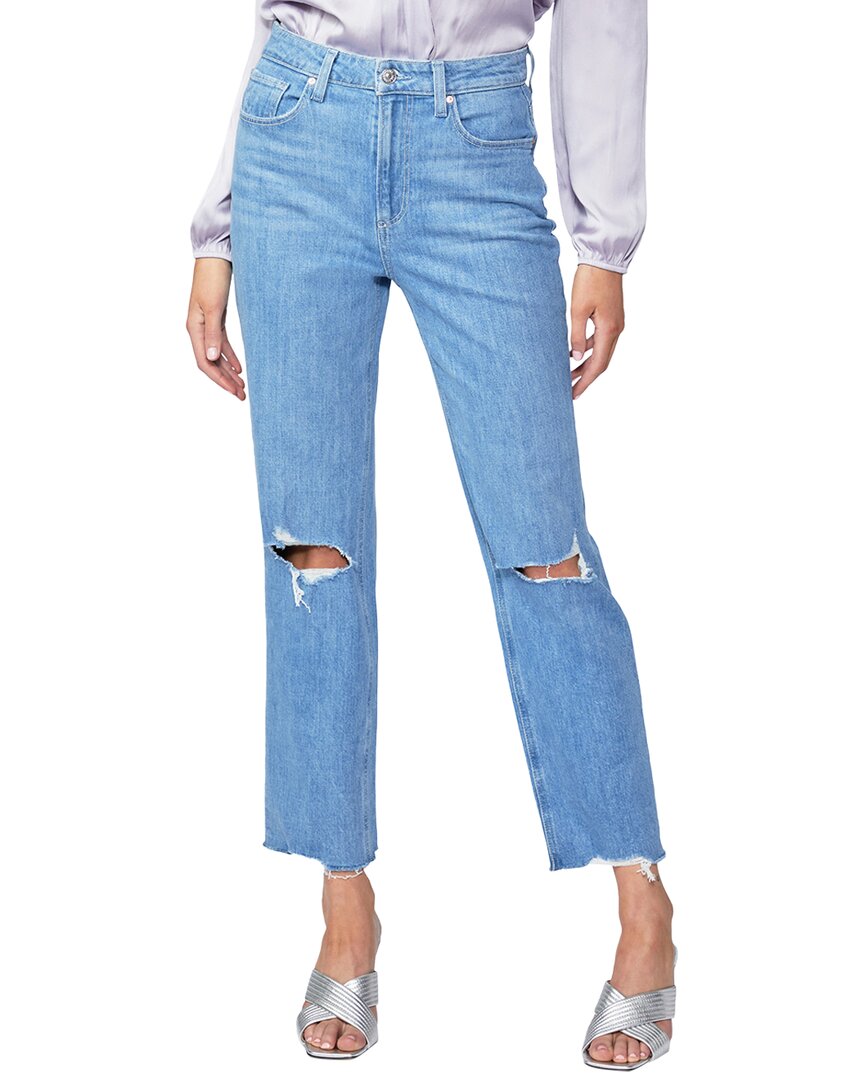 Paige High Rise Noella Straight Radical Destroyed Straight Leg Jean 23" Waist Blue