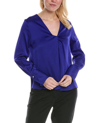 Hugo Boss Bidinta Silk-Blend Blouse Blue