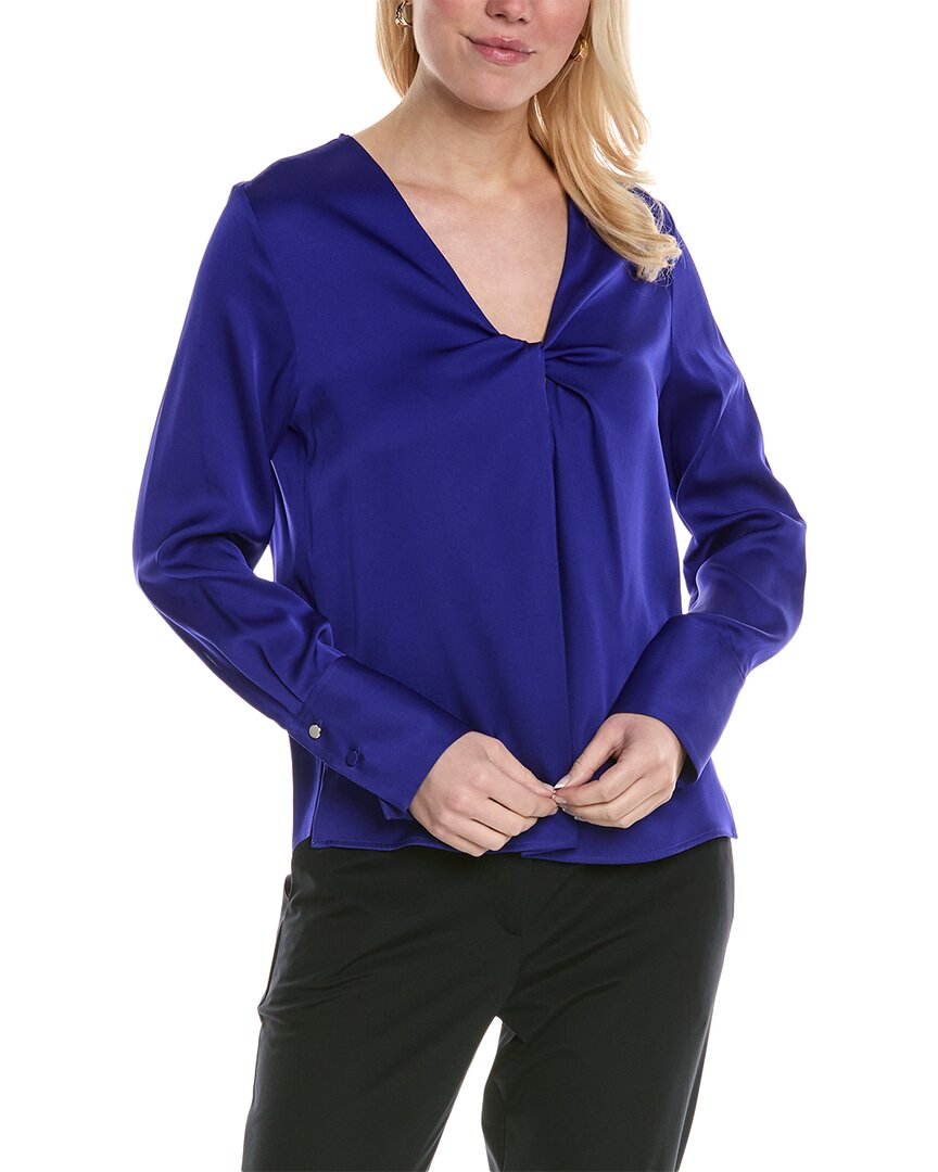 Hugo Boss Bidinta Silk-Blend Blouse Blue