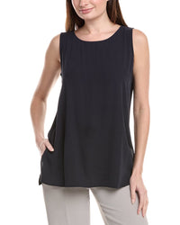 Eileen Fisher Sleeveless Silk Tunic Tank Blue