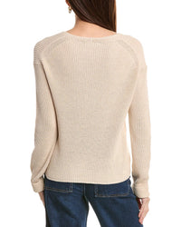 Hannah Rose Cropped Loose Shaker V-Neck Cashmere-Blend Sweater
