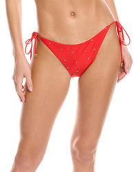 Pq Swim Embroidered Tie Teeny Bikini Bottom Red Regular 12 (L)